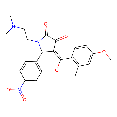 (4E)-1-(2-dimethylaminoethyl)-4-[hydroxy-(4-methoxy-2-methylphenyl)methylidene]-5-(4-nitrophenyl)pyrrolidine-2,3-dione structure