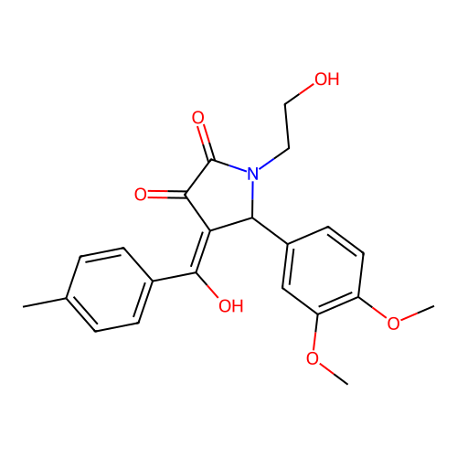(4E)-5-(3,4-dimethoxyphenyl)-1-(2-hydroxyethyl)-4-[hydroxy(4-methylphenyl)methylidene]pyrrolidine-2,3-dione structure