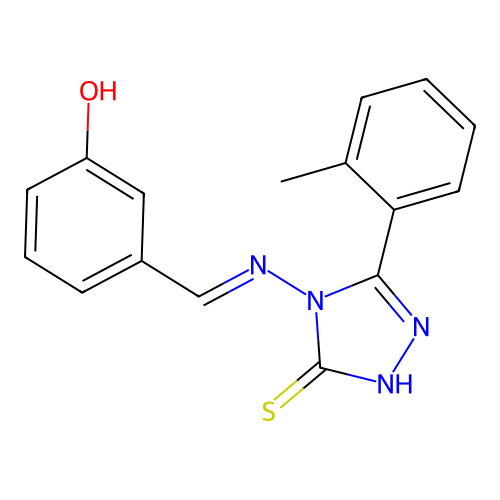 3-(((3-Mercapto-5-(2-methylphenyl)-4H-1,2,4-triazol-4-YL)imino)methyl)phenol structure