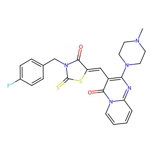 (Z)-3-(4-fluorobenzyl)-5-((2-(4-methylpiperazin-1-yl)-4-oxo-4H-pyrido[1,2-a]pyrimidin-3-yl)methylene)-2-thioxothiazolidin-4-one structure