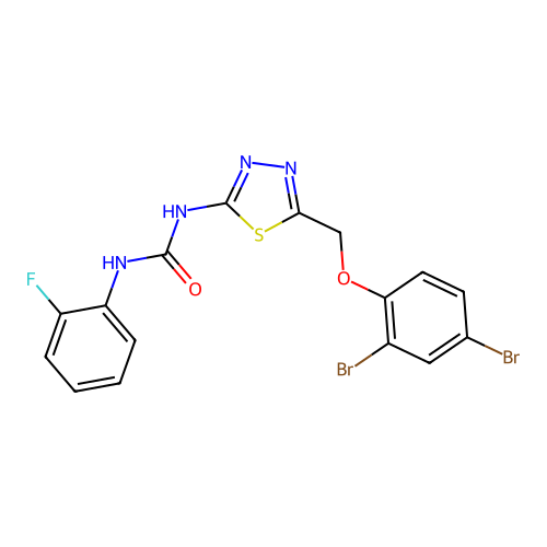 1-(5-((2,4-Dibromophenoxy)methyl)-1,3,4-thiadiazol-2-yl)-3-(2-fluorophenyl)urea structure