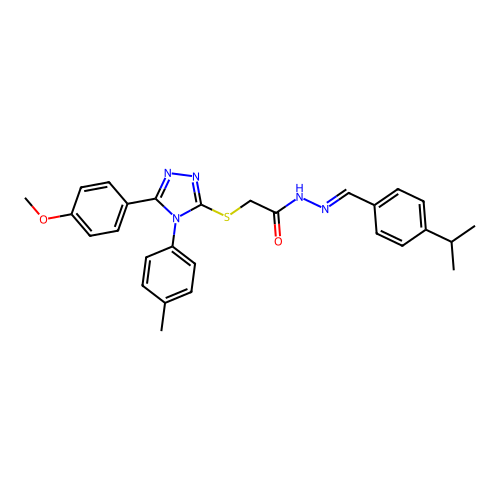 2-{[5-(4-methoxyphenyl)-4-(4-methylphenyl)-4H-1,2,4-triazol-3-yl]sulfanyl}-N'-{(E)-[4-(propan-2-yl)phenyl]methylidene}acetohydrazide structure