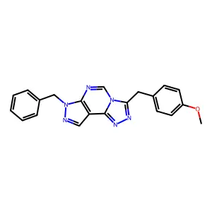 7-benzyl-3-(4-methoxybenzyl)-7H-pyrazolo[4,3-e][1,2,4]triazolo[4,3-c]pyrimidine structure