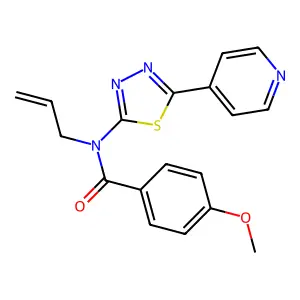 4-methoxy-N-(prop-2-en-1-yl)-N-[5-(pyridin-4-yl)-1,3,4-thiadiazol-2-yl]benzamide structure