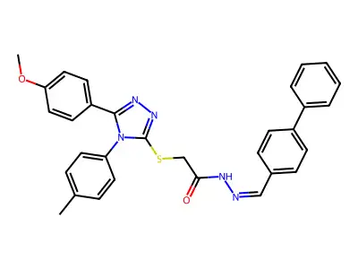 N'-[(E)-[1,1'-biphenyl]-4-ylmethylidene]-2-{[5-(4-methoxyphenyl)-4-(4-methylphenyl)-4H-1,2,4-triazol-3-yl]thio}acetohydrazide structure