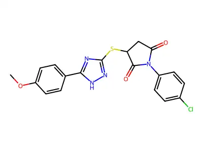 1-(4-chlorophenyl)-3-{[5-(4-methoxyphenyl)-4H-1,2,4-triazol-3-yl]sulfanyl}pyrrolidine-2,5-dione structure
