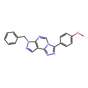 7-benzyl-3-(4-methoxyphenyl)-7H-pyrazolo[4,3-e][1,2,4]triazolo[4,3-c]pyrimidine structure