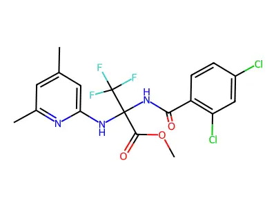 methyl 2-[(2,4-dichlorobenzoyl)amino]-2-[(4,6-dimethyl-2-pyridinyl)amino]-3,3,3-trifluoropropanoate structure
