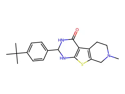 2-(4-tert-butylphenyl)-7-methyl-1,2,3,5,6,8-hexahydropyrido[2,3]thieno[2,4-d]pyrimidin-4-one structure