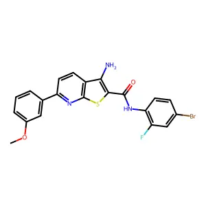 3-amino-N-(4-bromo-2-fluorophenyl)-6-(3-methoxyphenyl)thieno[2,3-b]pyridine-2-carboxamide structure