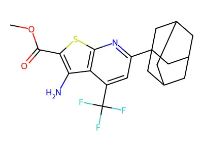 methyl 6-(1-adamantyl)-3-amino-4-(trifluoromethyl)thieno[2,3-b]pyridine-2-carboxylate structure