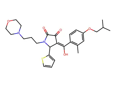 3-hydroxy-4-[2-methyl-4-(2-methylpropoxy)benzoyl]-1-[3-(morpholin-4-yl)propyl]-5-(thiophen-2-yl)-2,5-dihydro-1H-pyrrol-2-one structure