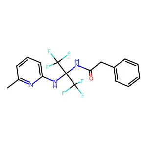 N-[1,1,1,3,3,3-hexafluoro-2-[(6-methylpyridin-2-yl)amino]propan-2-yl]-2-phenylacetamide structure
