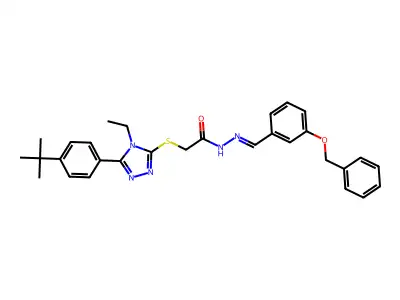 (Z)-N'-(3-(benzyloxy)benzylidene)-2-((5-(4-(tert-butyl)phenyl)-4-ethyl-4H-1,2,4-triazol-3-yl)thio)acetohydrazide structure