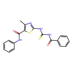 2-(benzoylcarbamothioylamino)-4-methyl-N-phenyl-1,3-thiazole-5-carboxamide structure
