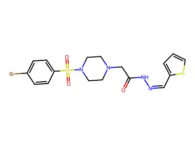 2-{4-[(4-bromophenyl)sulfonyl]piperazin-1-yl}-N'-[(E)-thiophen-2-ylmethylidene]acetohydrazide structure