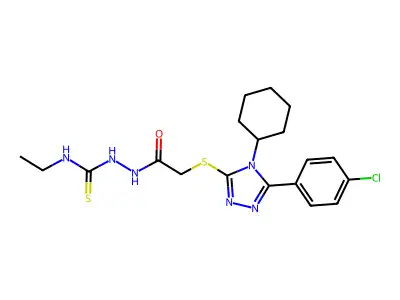 2-({[5-(4-chlorophenyl)-4-cyclohexyl-4H-1,2,4-triazol-3-yl]sulfanyl}acetyl)-N-ethylhydrazinecarbothioamide structure