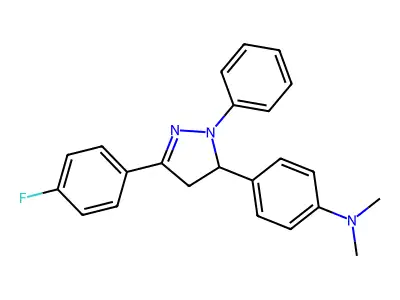 4-[5-(4-fluorophenyl)-2-phenyl-3,4-dihydropyrazol-3-yl]-N,N-dimethylaniline structure