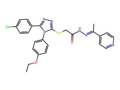 2-[[5-(4-chlorophenyl)-4-(4-ethoxyphenyl)-1,2,4-triazol-3-yl]sulfanyl]-N-[(Z)-1-pyridin-4-ylethylideneamino]acetamide structure