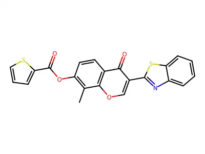 3-(1,3-benzothiazol-2-yl)-8-methyl-4-oxo-4H-chromen-7-yl thiophene-2-carboxylate structure