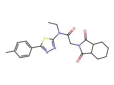 2-(1,3-dioxooctahydro-2H-isoindol-2-yl)-N-ethyl-N-[5-(4-methylphenyl)-1,3,4-thiadiazol-2-yl]acetamide structure
