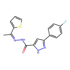5-(4-Fluorophenyl)-1H-pyrazole-3-carboxylic acid 2-[1-(2-thienyl)ethylidene]hydrazide structure