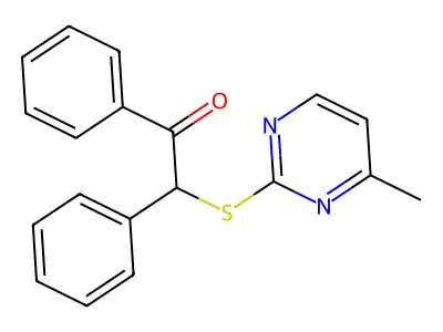 2-[(4-Methyl-2-pyrimidinyl)sulfanyl]-1,2-diphenylethanone structure