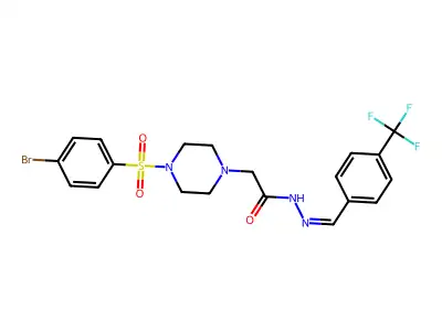 2-{4-[(4-bromophenyl)sulfonyl]piperazin-1-yl}-N'-{(E)-[4-(trifluoromethyl)phenyl]methylidene}acetohydrazide structure