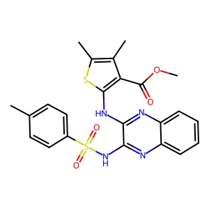 methyl 4,5-dimethyl-2-[(3-{[(4-methylphenyl)sulfonyl]amino}quinoxalin-2-yl)amino]thiophene-3-carboxylate structure