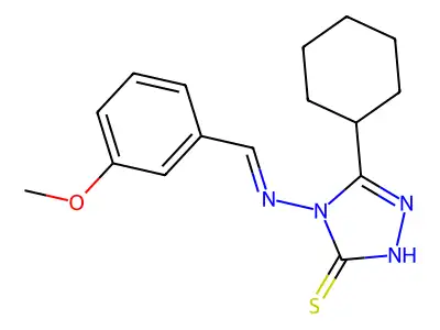 5-cyclohexyl-4-{[(3-methoxyphenyl)methylidene]amino}-4H-1,2,4-triazole-3-thiol structure