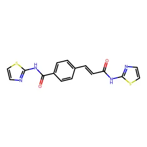 (E)-4-(3-oxo-3-(thiazol-2-ylamino)prop-1-en-1-yl)-N-(thiazol-2-yl)benzamide structure