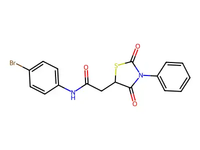 N-(4-bromophenyl)-2-(2,4-dioxo-3-phenyl-1,3-thiazolidin-5-yl)acetamide structure