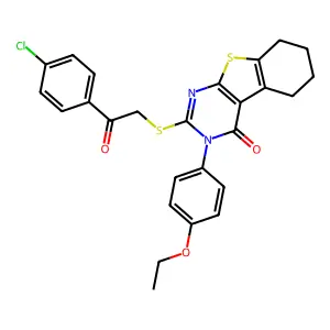 2-{[2-(4-chlorophenyl)-2-oxoethyl]sulfanyl}-3-(4-ethoxyphenyl)-5,6,7,8-tetrahydro[1]benzothieno[2,3-d]pyrimidin-4(3H)-one structure