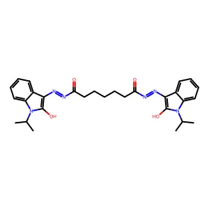 N'~1~,N'~7~-bis[(3E)-2-oxo-1-(propan-2-yl)-1,2-dihydro-3H-indol-3-ylidene]heptanedihydrazide structure