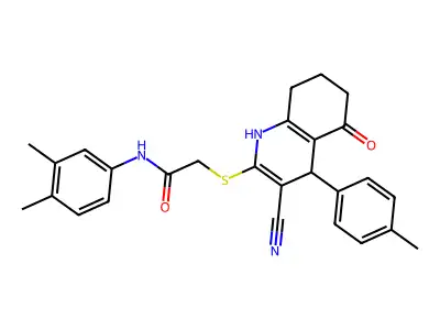 2-[[3-cyano-4-(4-methylphenyl)-5-oxo-4,6,7,8-tetrahydro-1H-quinolin-2-yl]sulfanyl]-N-(3,4-dimethylphenyl)acetamide structure