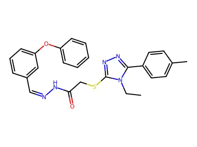2-[[4-ethyl-5-(4-methylphenyl)-1,2,4-triazol-3-yl]sulfanyl]-N-[(E)-(3-phenoxyphenyl)methylideneamino]acetamide structure