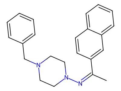 4-benzyl-N-[(1Z)-1-(naphthalen-2-yl)ethylidene]piperazin-1-amine structure