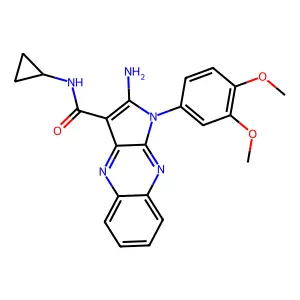 2-amino-N-cyclopropyl-1-(3,4-dimethoxyphenyl)-1H-pyrrolo[2,3-b]quinoxaline-3-carboxamide structure