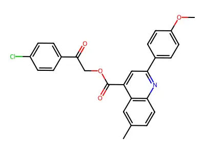 [2-(4-chlorophenyl)-2-oxoethyl] 2-(4-methoxyphenyl)-6-methylquinoline-4-carboxylate structure