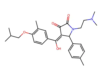 1-(2-dimethylaminoethyl)-4-[hydroxy-[3-methyl-4-(2-methylpropoxy)phenyl]methylidene]-5-(4-methylphenyl)pyrrolidine-2,3-dione structure