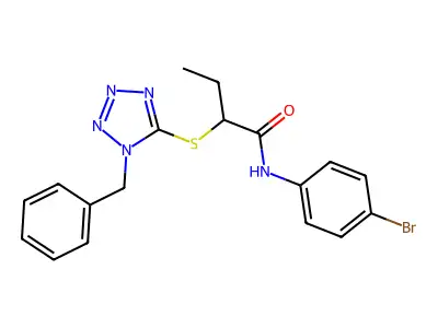 2-(1-benzyltetrazol-5-yl)sulfanyl-N-(4-bromophenyl)butanamide structure