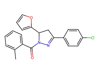 [5-(4-chlorophenyl)-3-(furan-2-yl)-3,4-dihydropyrazol-2-yl]-(2-methylphenyl)methanone structure