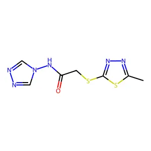 2-((5-methyl-1,3,4-thiadiazol-2-yl)sulfanyl)-N-4H-1,2,4-triazol-4-ylacetamide structure