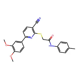 2-[3-cyano-6-(3,4-dimethoxyphenyl)pyridin-2-yl]sulfanyl-N-(4-methylphenyl)acetamide structure