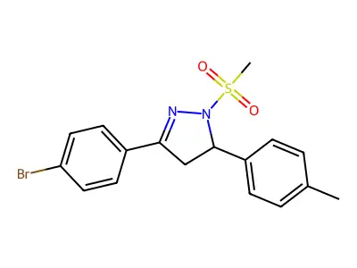 3-(4-bromophenyl)-1-(methylsulfonyl)-5-(p-tolyl)-4,5-dihydro-1H-pyrazole structure