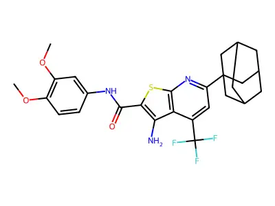 6-(1-adamantyl)-3-amino-N-(3,4-dimethoxyphenyl)-4-(trifluoromethyl)thieno[2,3-b]pyridine-2-carboxamide structure