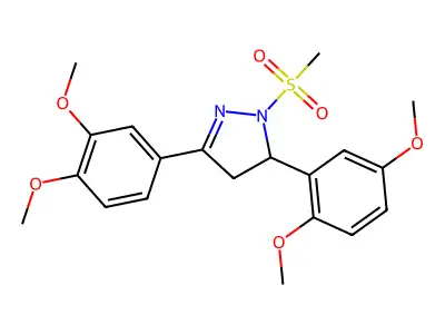 5-(2,5-dimethoxyphenyl)-3-(3,4-dimethoxyphenyl)-1-(methylsulfonyl)-4,5-dihydro-1H-pyrazole structure