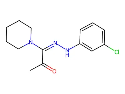 (1E)-1-[(3-chlorophenyl)hydrazinylidene]-1-piperidin-1-ylpropan-2-one structure