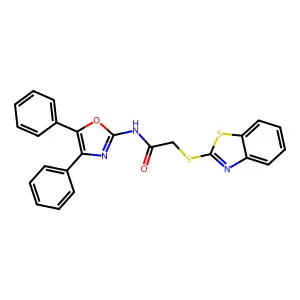 2-(1,3-benzothiazol-2-ylsulfanyl)-N-(4,5-diphenyl-1,3-oxazol-2-yl)acetamide structure