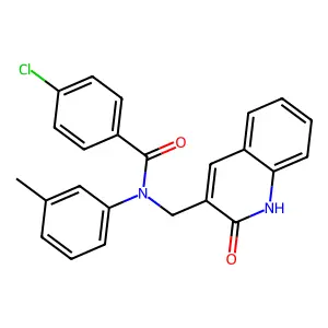 4-chloro-N-(3-methylphenyl)-N-[(2-oxo-1H-quinolin-3-yl)methyl]benzamide structure